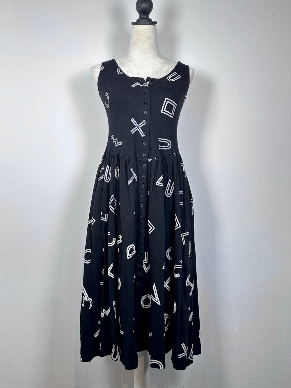 100% Cotton Midi Dress | Abstract Tribal Print